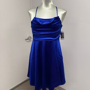 NWT Love Nickie Lew Cobalt Drape Neck Fit and Flare Kids Dress
